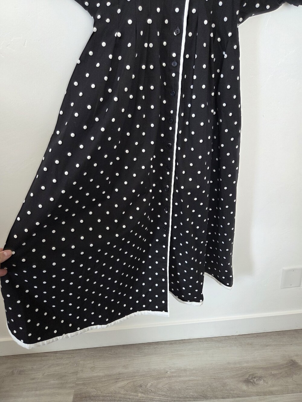 Exquise Eleanor Shirt Dress Anthropologie Tobie Black White Polka Dot Small - Picture 9 of 12